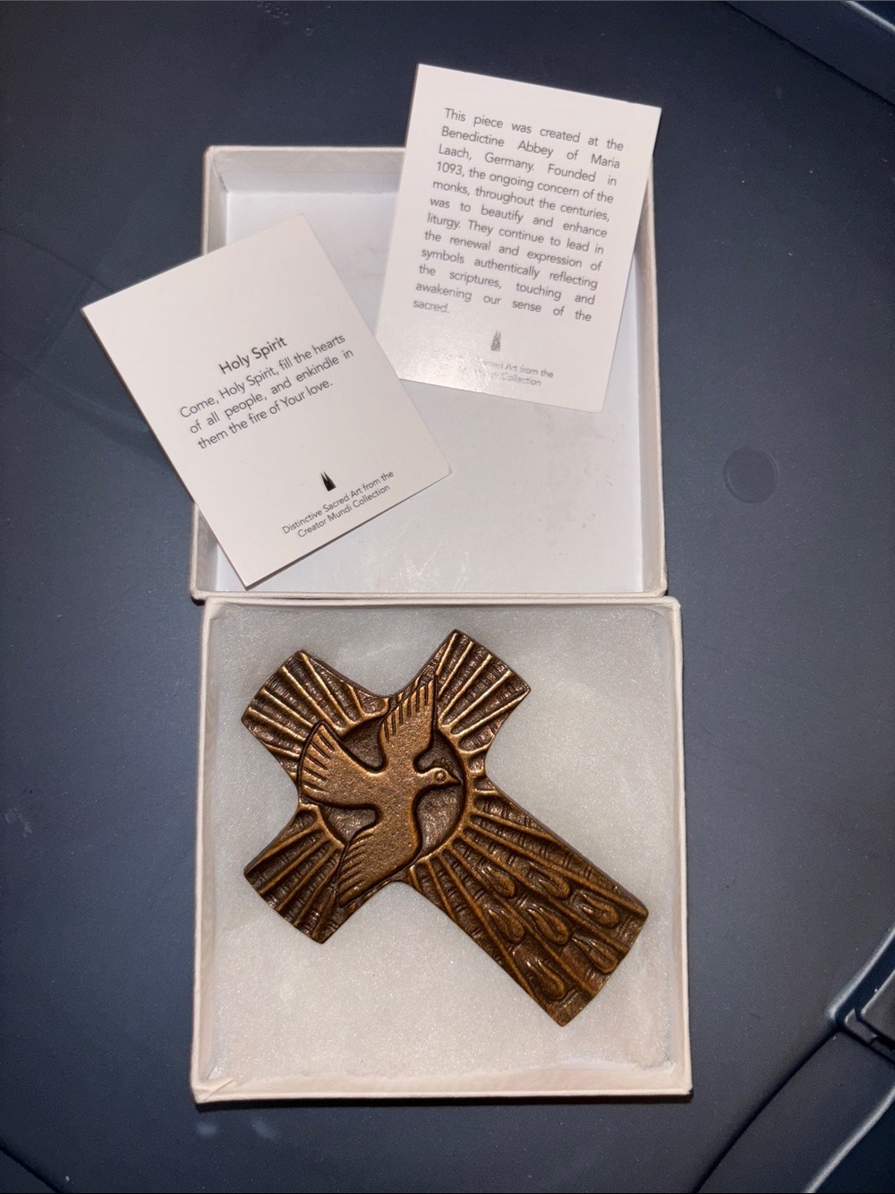 Bronze Cross Wall Plaque with Dove Motif